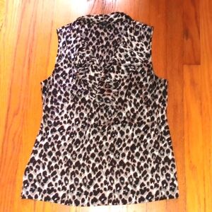 Ann Taylor Petites Ruffle-Front Animal Print Sleeveless Blouse ■ Size 8P
